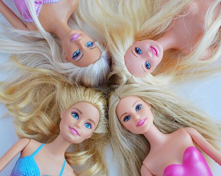 Barbie dolls with blonde hair. Popular toys for girls, May 14, 2018 in Vilnius, Lithuania.
