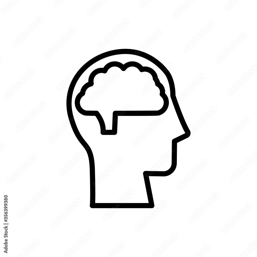 Poster head brain icon. simple line, outline vector elements of brain process icons for ui and ux, website 