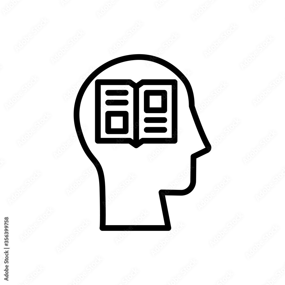 Poster head book icon. simple line, outline vector elements of brain process icons for ui and ux, website o