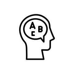 head chat letter icon. Simple line, outline vector elements of brain process icons for ui and ux, website or mobile application