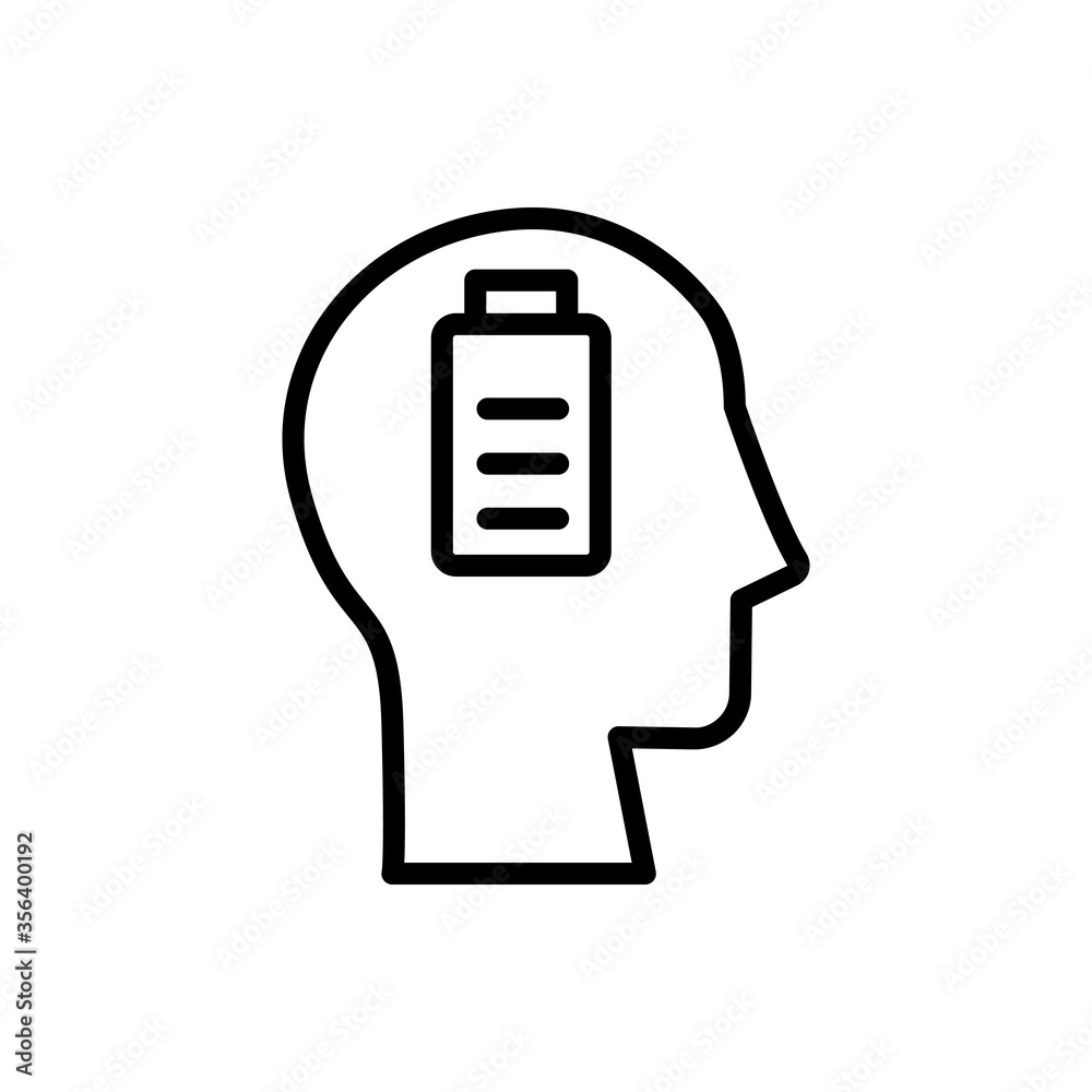 Poster head battery icon. simple line, outline vector elements of brain process icons for ui and ux, websit