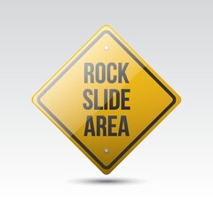 rock slide area sign