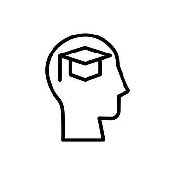 head graduate hat icon. Simple line, outline vector elements of brain process icons for ui and ux, website or mobile application