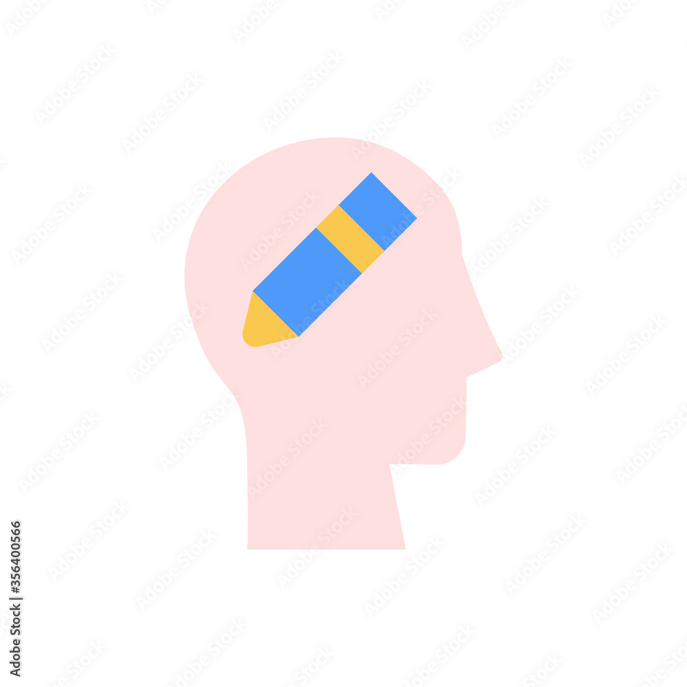 Poster head pencil icon. simple color vector elements of brain process icons for ui and ux, website or mobi
