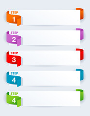 Infographics template for brochure or web presentation - 5 steps horizontal information banner with different colors for each step