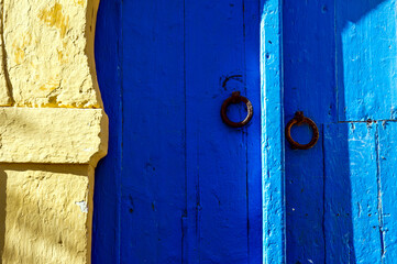 North Africa. Tunisia. Sidi Bou Said. Typical Traditional door in wood decorated
