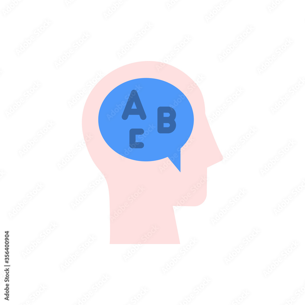 Poster head chat letter icon. simple color vector elements of brain process icons for ui and ux, website or