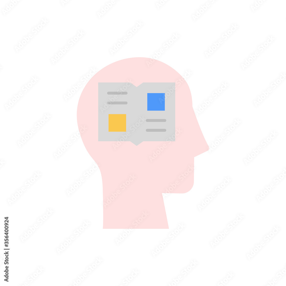 Poster head book icon. simple color vector elements of brain process icons for ui and ux, website or mobile