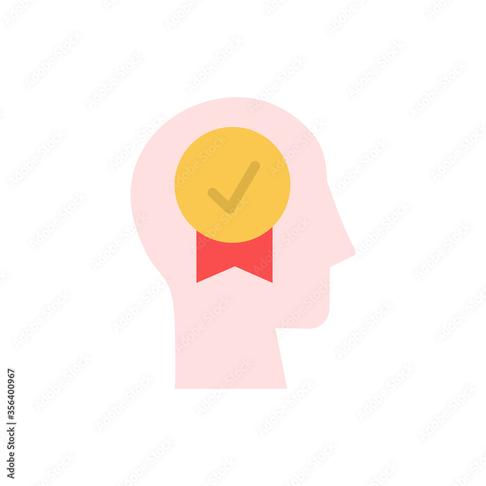 Aufkleber head check mark icon. simple color vector elements of brain process icons for ui and ux, website or 