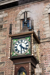 Fototapeta na wymiar The Steam Clock outside the Music Box Museum in Otaru, Hokkaido, Japan