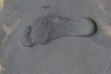 Footprint in Black sand