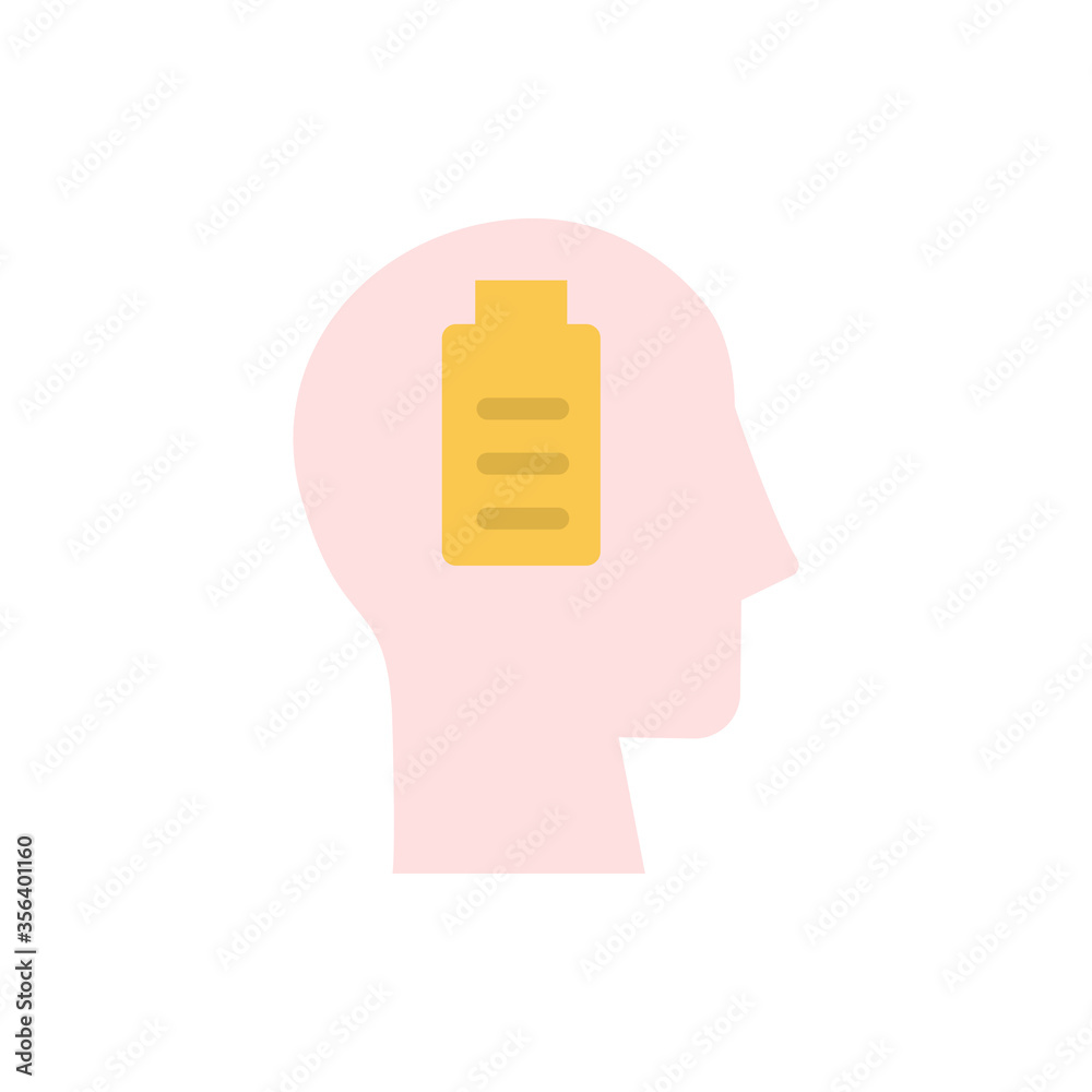 Poster head battery icon. simple color vector elements of brain process icons for ui and ux, website or mob