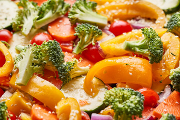Fresh salad with sesame on whole background. 