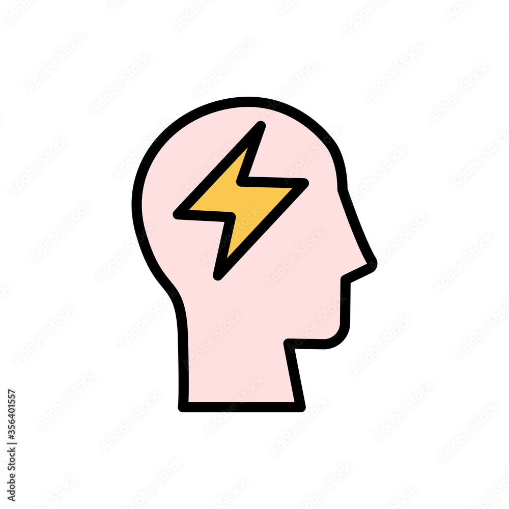 Aufkleber head lightning icon. simple color with outline vector elements of brain process icons for ui and ux,