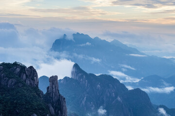 beautiful sanqing mountain scenic spot at dusk