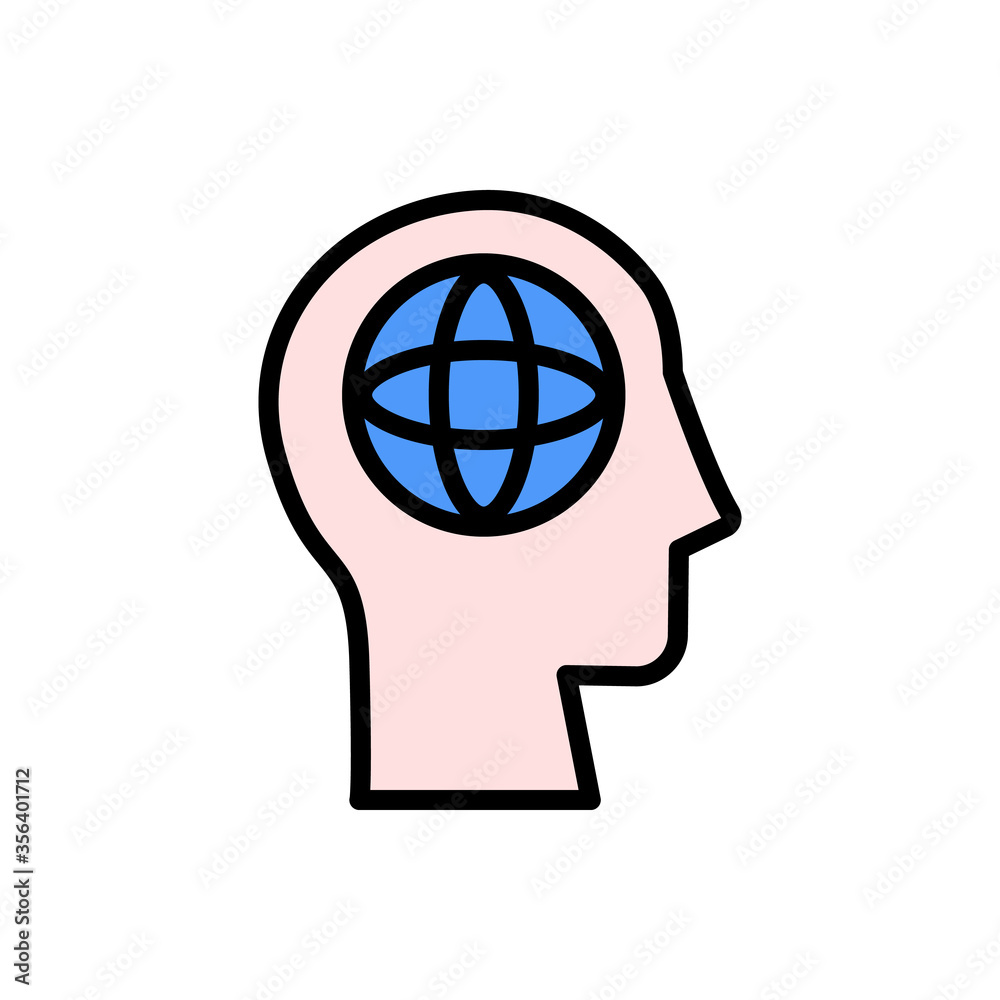 Aufkleber head globe icon. simple color with outline vector elements of brain process icons for ui and ux, web