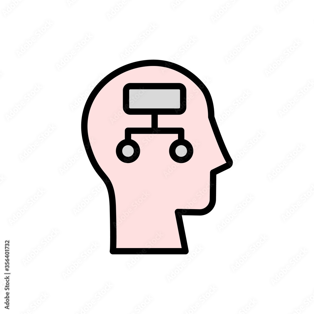 Aufkleber head analysis icon. simple color with outline vector elements of brain process icons for ui and ux, 