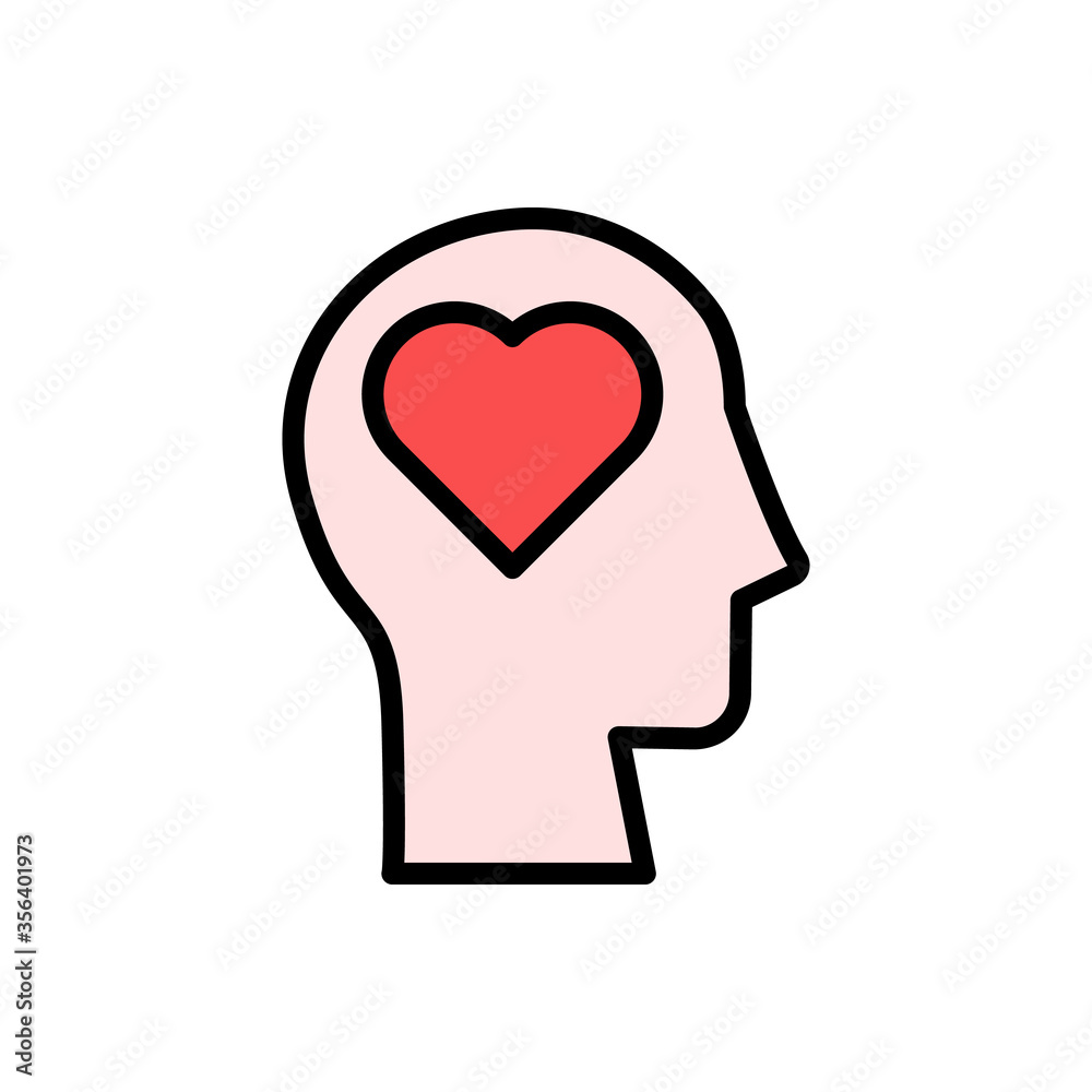 Aufkleber head heart icon. simple color with outline vector elements of brain process icons for ui and ux, web