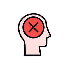 head prohibit icon. Simple color with outline vector elements of brain process icons for ui and ux, website or mobile application