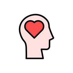 head heart icon. Simple color with outline vector elements of brain process icons for ui and ux, website or mobile application