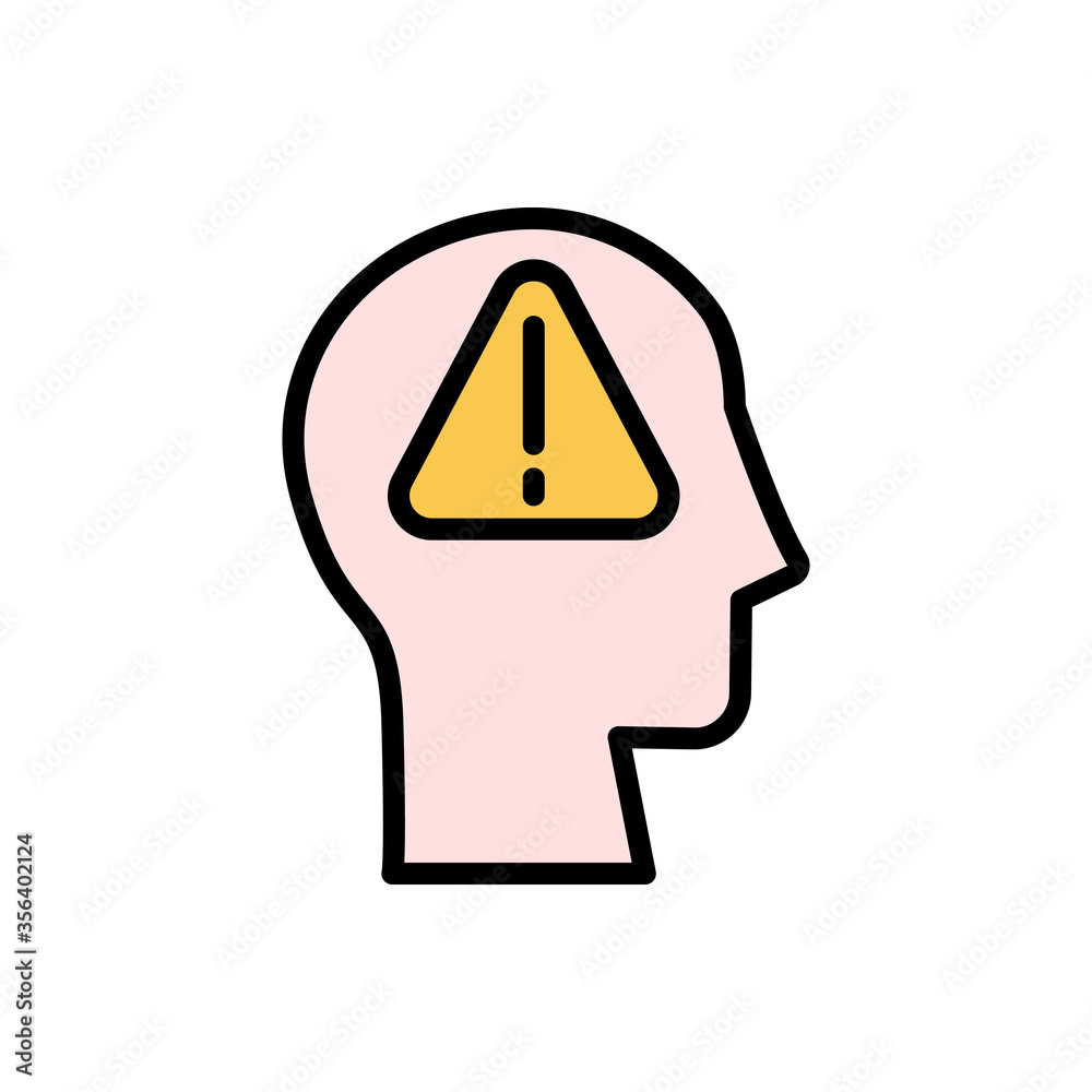 Aufkleber head sign danger icon. simple color with outline vector elements of brain process icons for ui and u