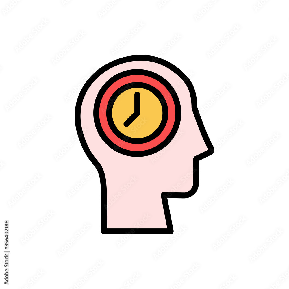 Aufkleber head clock icon. simple color with outline vector elements of brain process icons for ui and ux, web