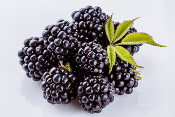 juicy blackberries on a white acrylic background