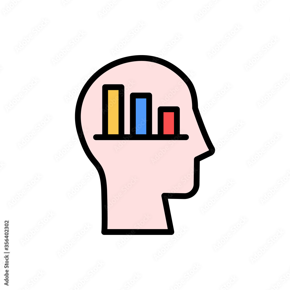 Aufkleber head chart icon. simple color with outline vector elements of brain process icons for ui and ux, web