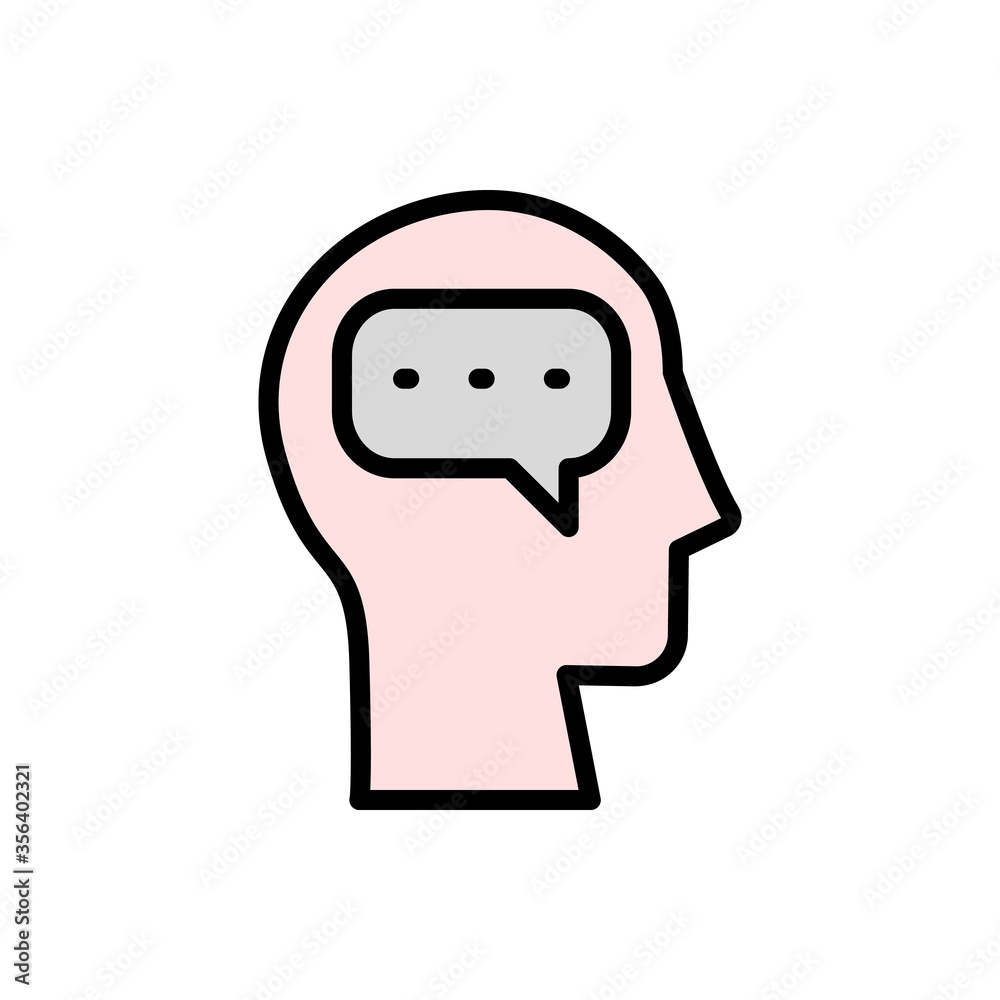 Poster head chat icon. simple color with outline vector elements of brain process icons for ui and ux, webs