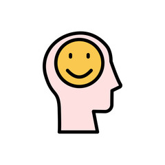 head smile icon. Simple color with outline vector elements of brain process icons for ui and ux, website or mobile application
