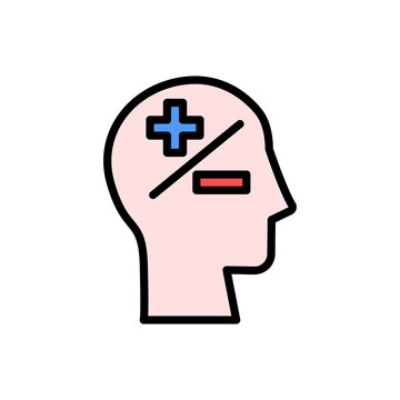 head plus minus icon. Simple color with outline vector elements of brain process icons for ui and ux, website or mobile application