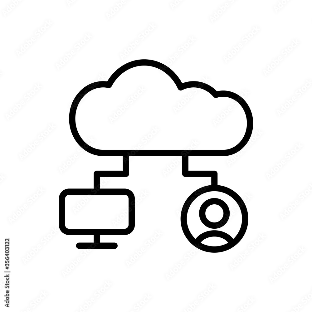 Poster cloud, monitor, user icon. simple line, outline vector elements of internet storage icons for ui and