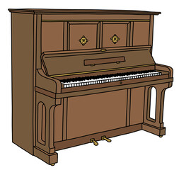 Fototapeta na wymiar The vectorized hand drawing of a retro brown opened pianino