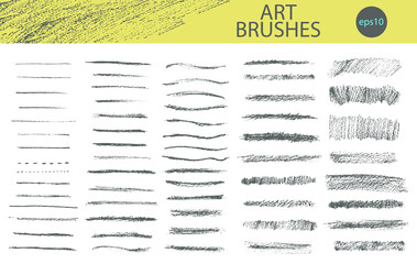 Set of vector grungy graphite pencil art brushes.