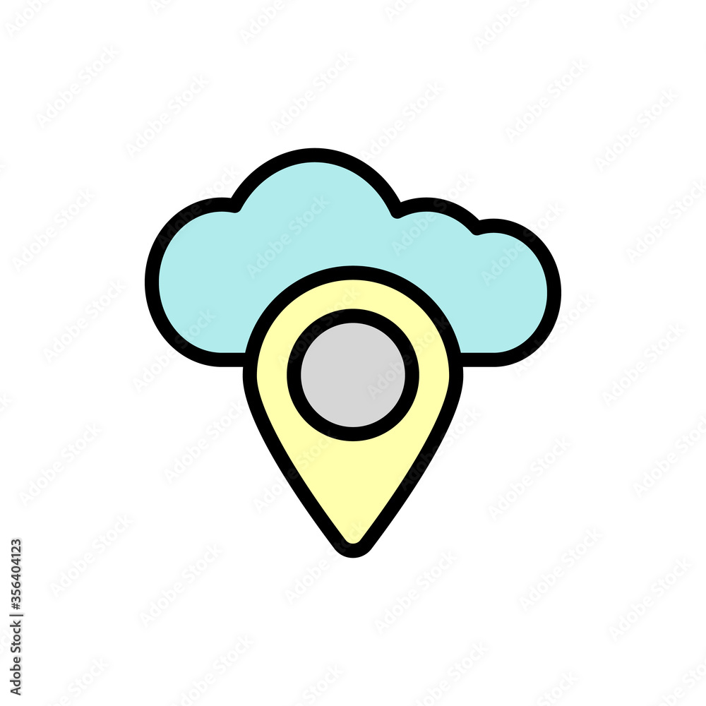 Aufkleber cloud, location icon. simple color with outline vector elements of internet storage icons for ui and
