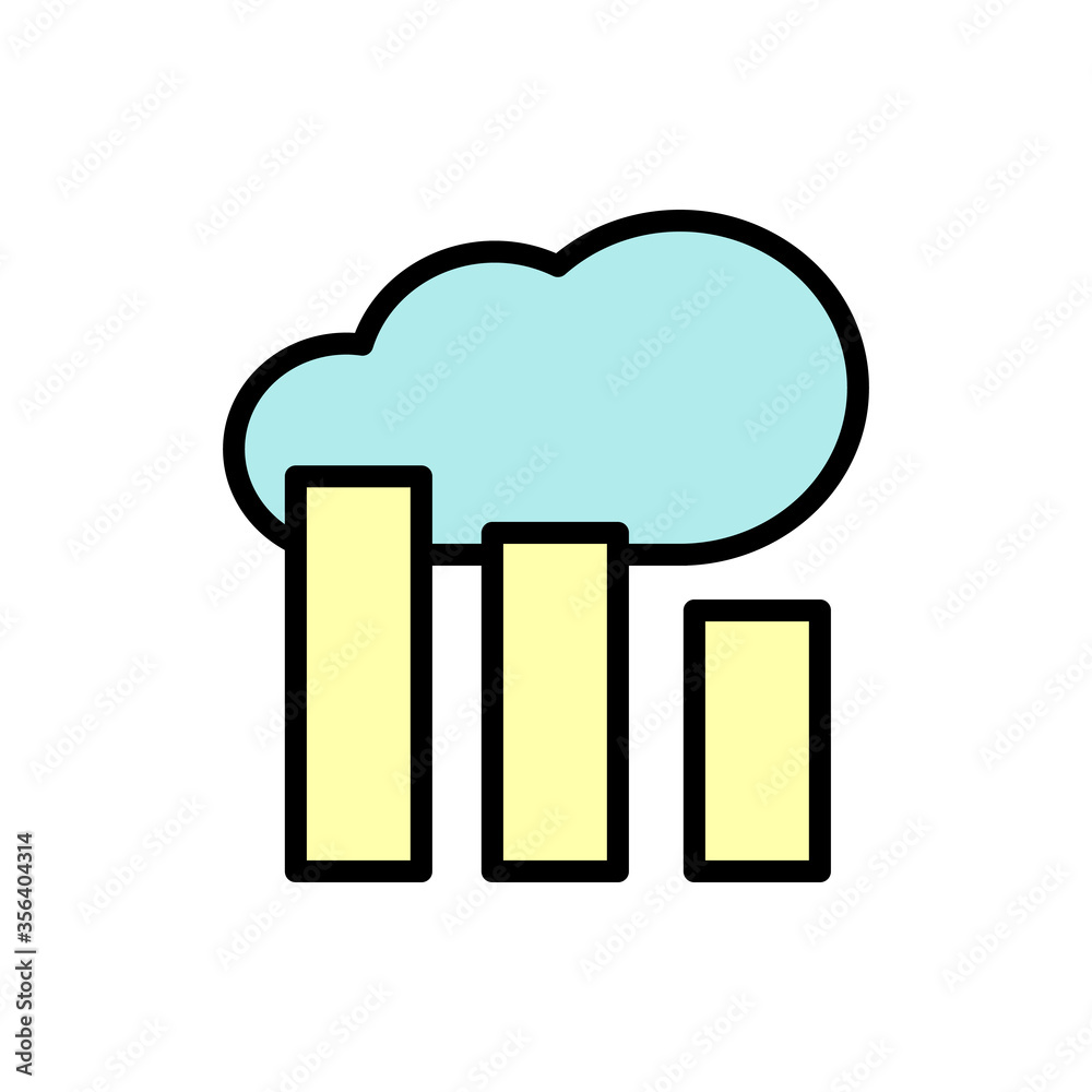 Aufkleber cloud, chart icon. simple color with outline vector elements of internet storage icons for ui and ux