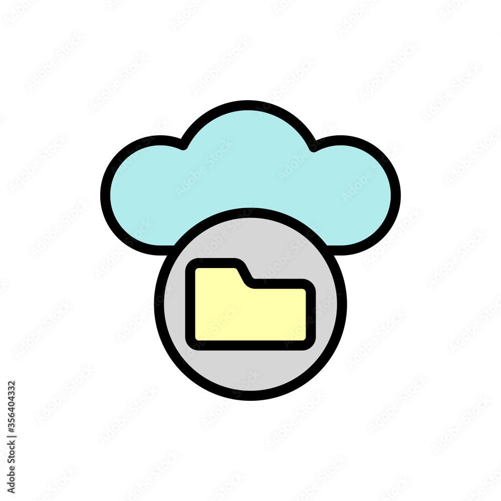 Aufkleber cloud, folder icon. simple color with outline vector elements of internet storage icons for ui and u