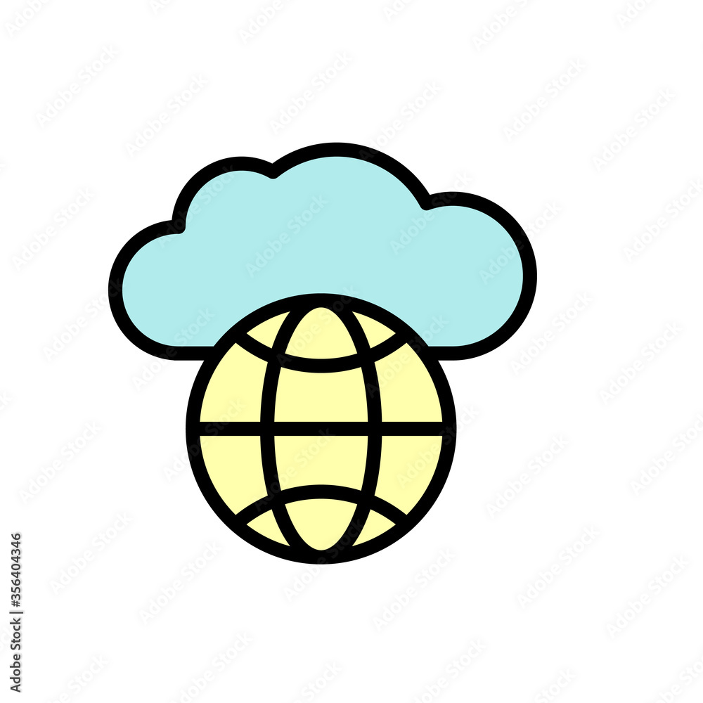 Aufkleber cloud, globe icon. simple color with outline vector elements of internet storage icons for ui and ux