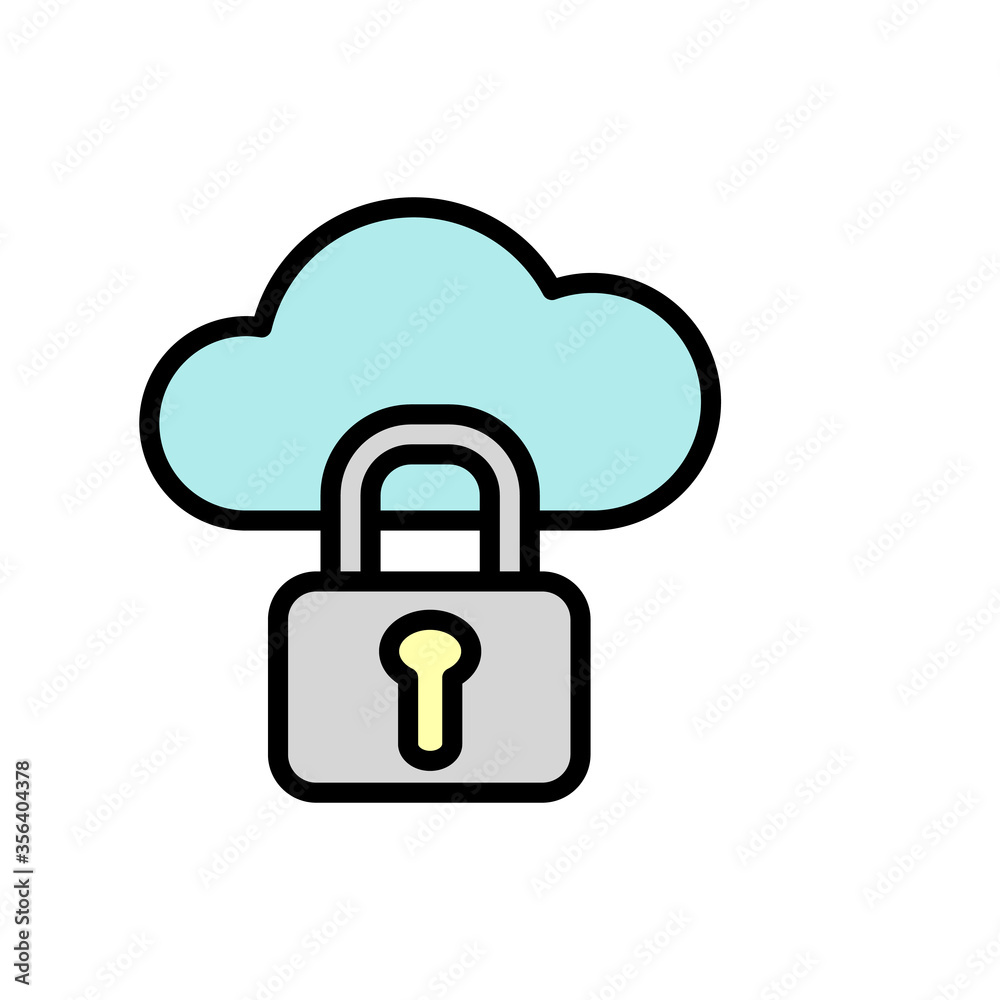 Aufkleber cloud, lock icon. simple color with outline vector elements of internet storage icons for ui and ux,
