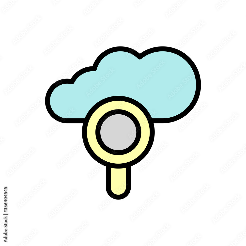 Aufkleber cloud, magnifier icon. simple color with outline vector elements of internet storage icons for ui an