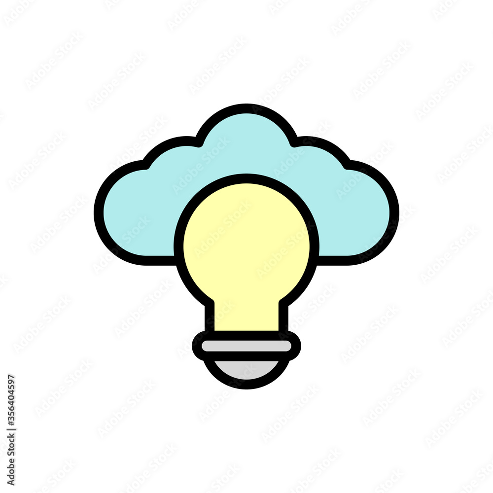Poster cloud, light bulb icon. simple color with outline vector elements of internet storage icons for ui a