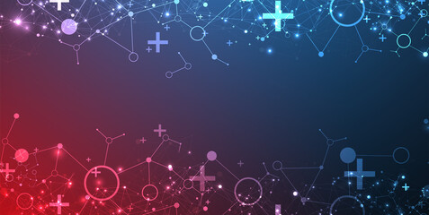 Template for science and technology presentation. Plexus style background.