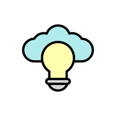 Cloud, light bulb icon. Simple color with outline vector elements of internet storage icons for ui and ux, website or mobile application