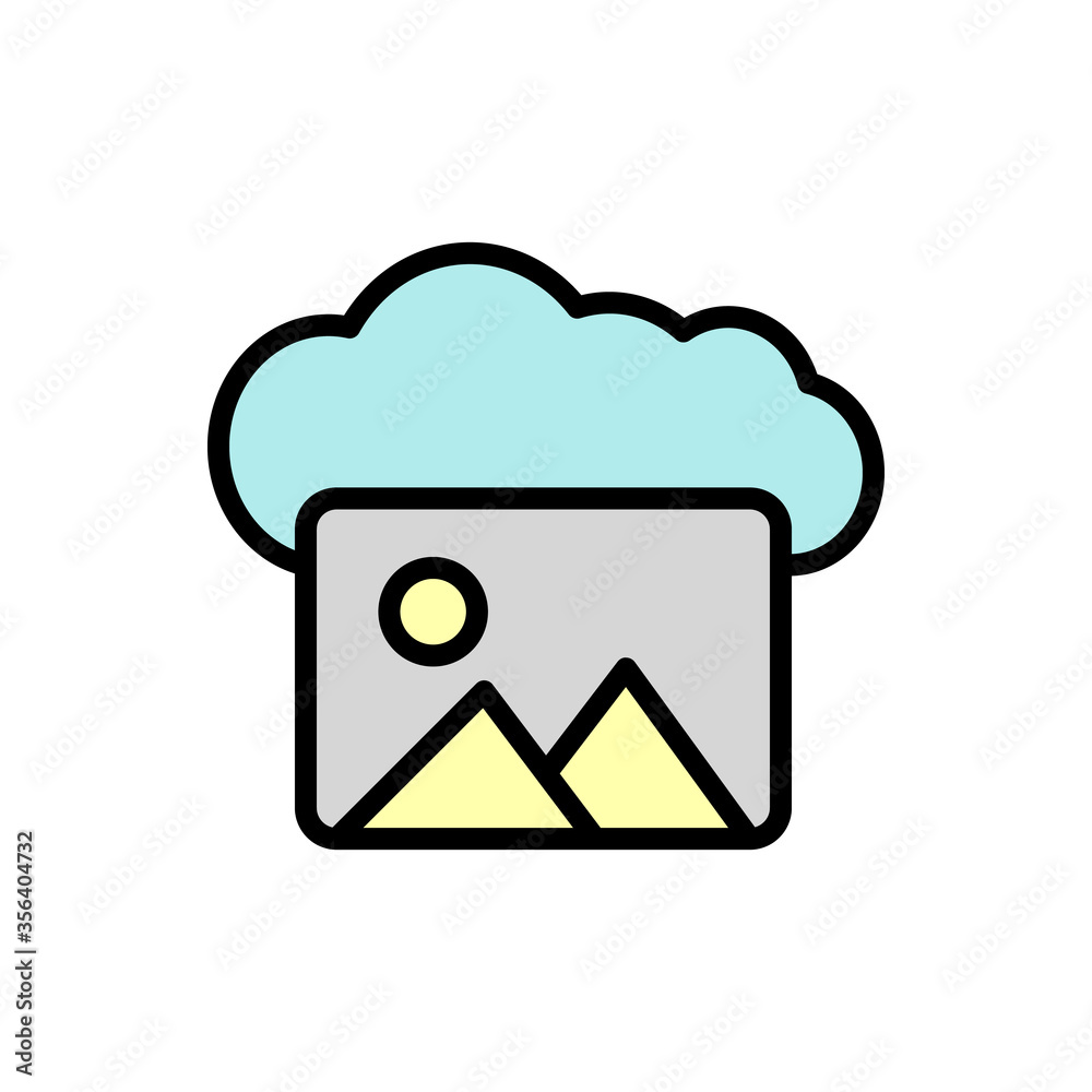 Poster cloud, picture icon. simple color with outline vector elements of internet storage icons for ui and 