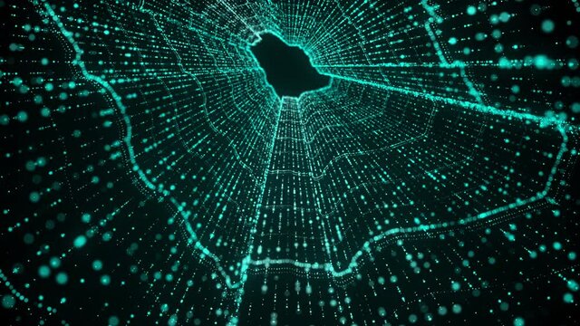 Saudi Arabia Technology Tunnel, data flow, digital map, high tech lines, KSA, Riyadh