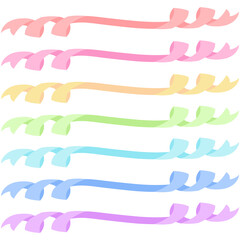 Obraz premium くるくるリボンのラインセットA パステル