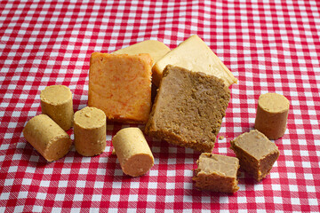 Typical sweets from the Brazilian June festival. Candies with peanuts, dulce de leche and pumpkins.