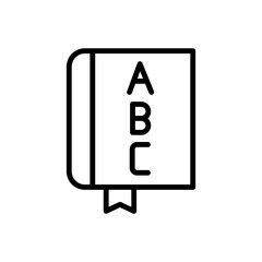 Book, letters icon. Simple line, outline vector elements of kindergarten icons for ui and ux, website or mobile application