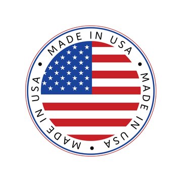 American National Holiday. Made in USA icon. US Flags with American stars, stripes and national colors. 