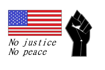 american flag , no justice, no peace